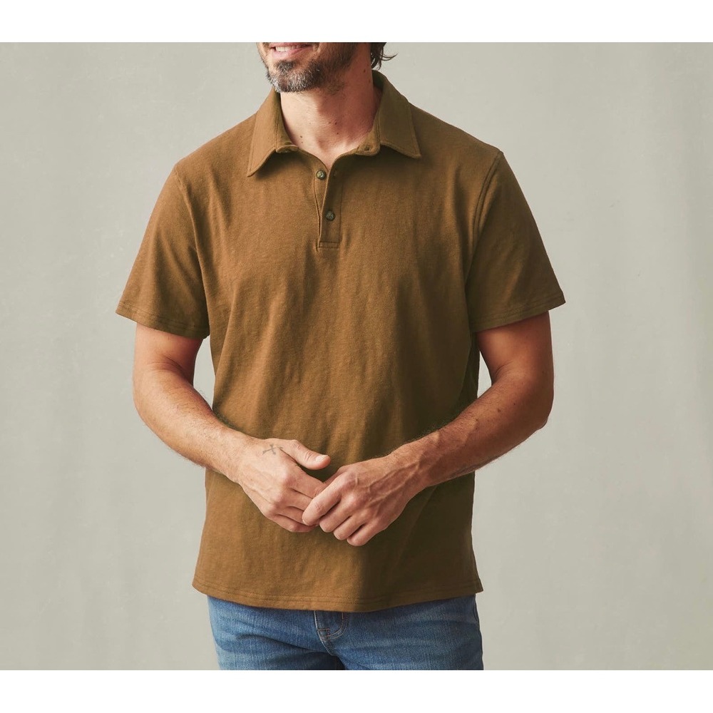 American Giant Mens Tapenade Premium Slub Cotton Polo Shirt L Large New NWOT